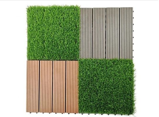 Commercial Tiles de césped artificial de césped de diseño entrelazado 3/8 pulgadas de calibre DIY Pet Lawn Mat