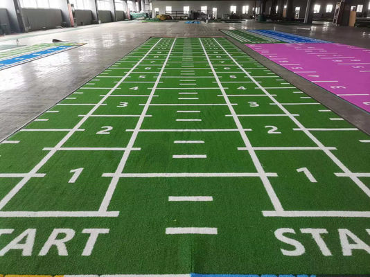 Césped artificial verde pre-cosido Césped de gimnasio para gimnasio Pista de carrera de trineo de potencia 15 mm Alturas de pila