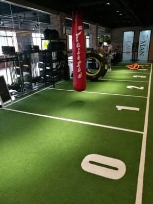 Medida 3/16 pulgadas 15-35mm Marcado de césped artificial verde para piso de gimnasio Alfombra de plástico