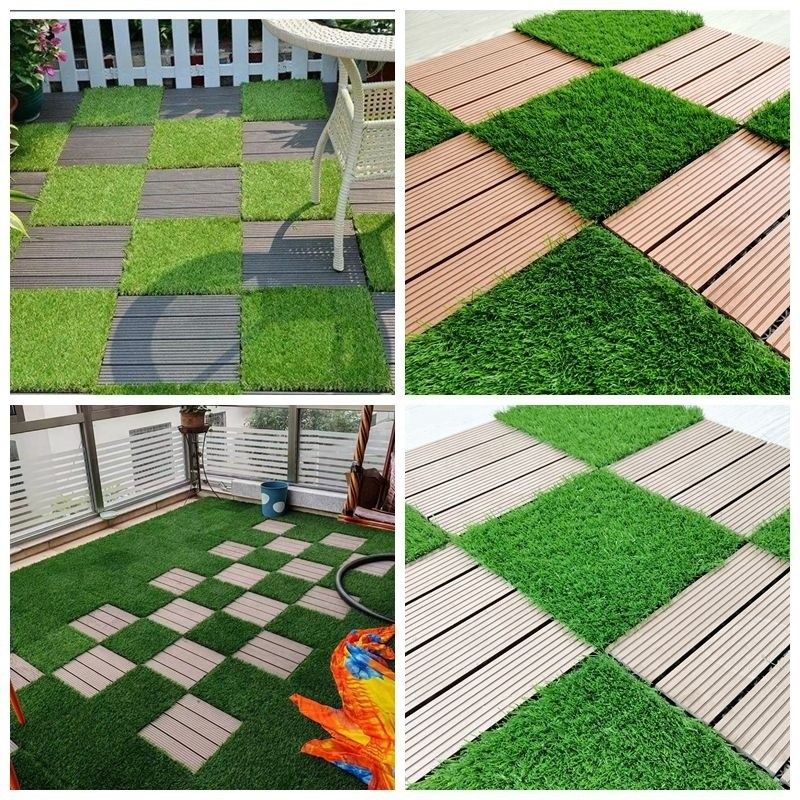 Tejas de césped artificial 30x30cm 3cm Alto Haystack Verde Adecuado para interiores y exteriores